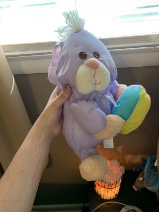 Vtg 1988 Fisher Price Pastel Purple Bunny Rabbit Puffalump Plush Nylon Toy