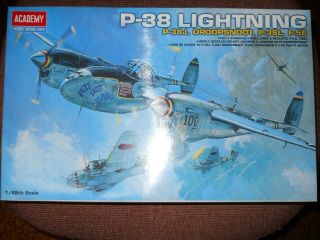 1/48 Academy P - 38j,  L,  F - 5e,  Droopsnoot Lightning W/resin Wheels,  Cockpit & Aero M