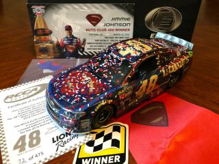 2016 1/24 Jimmie Johnson 48 Lowes Superman Fontana Win Elite Chevrolet Ss Rv