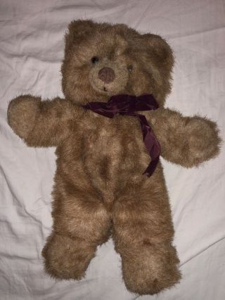 Vintage Russ Caress Soft Pets Benjamin Teddy Bear 15 " Plush With Velvet Bow