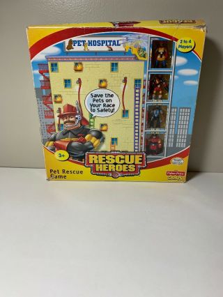 2002 Fisher - Price Rescue Heroes Pet Rescue Board Game W/ 4 Sm Figures Complete