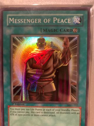 Yu - Gi - Oh PSA 10 Messenger Of Peace MRL - 102 2002 Gem Magic Ruler 2