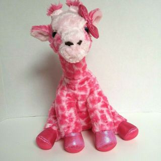 Aurora World Girlz Nation Pink Giraffe With Bow Plush Stuffed Animal Toy 12 Inch