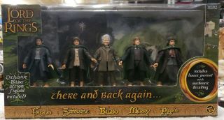Lord Of The Rings Action Figure Set Of 5 There And Back Again Bilbo Frodo Merry