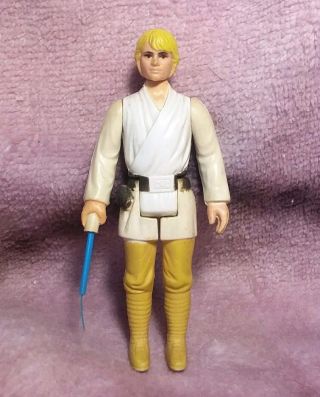 Vintage Star Wars Farmboy Luke Skywalker Figure Blue Lightsaber 1977 Kenner