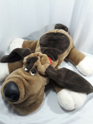 Large Hound Dog Plush Stuffed 21 " Main Joy Ltd.  Brown Ears Red Collar Big Nose