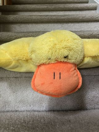 Plush Pillow Pet Duck Large 20”x20” Exc Cond Yellow & Orange