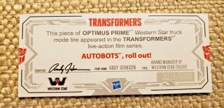 Transformers SDCC 2016 Optimus Prime Exclusive Tire Piece Limited to 5000 3