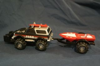Black Stomper 4x4 Ford Bronco With Winch Boat And Trailer