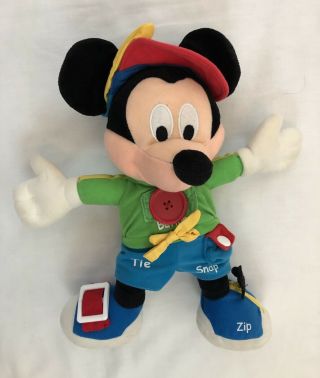 Mickey Mouse Disney 13 Inch Plush Doll Learn To Dress Zip Buttontie Snap Doll