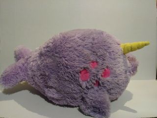 Squishable Narwhal Purple Pink Unicorn Whale Plush Pillow 18”,  So Soft & Cute