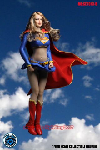 1/6 Superduck Supergirl Head Sculpt Costume Set B For Suntan Phicen Body