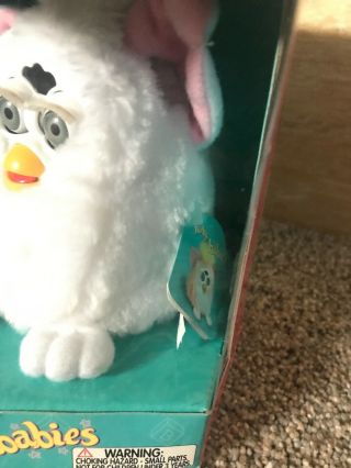 1999 1st gen Furby Babies 70 - 940 White,  Gray Eyes w/ tags,  box,  And Manuals 2