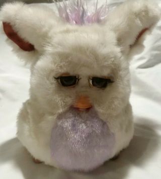 2005 Furby Hasbro Plush Furry Toy White Lilac Blue And Great