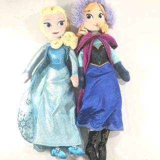 Disney Store Sisters Set Frozen Elsa & Anna Pillow Stuffed Plush Dolls 19 Inches