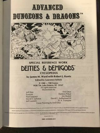 Advanced D&D Deities and Demigods 128 pg 1980 TSR 3