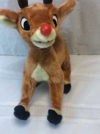 Vintage Rudolph The Red Nosed Reindeer Head turning Singing Animated Toy Gemmy 3