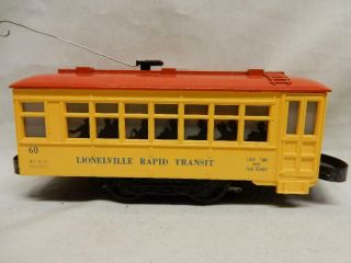 Postwar Lionel No.  60 Lionelville Rapid Transit Trolley,  Runs Fine,  C - 7 Ex Plus