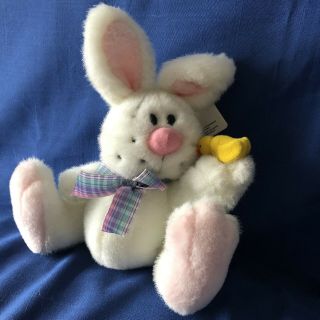 Russ Berrie White Bunny Rabbit Sunshine Plush 7 " Easter Stuffed Animal Toy