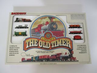 Bachmann N Scale The Old Timer 4 - 4 - 0 Locomotive Tender & 5 Cars 24404 Oval Track