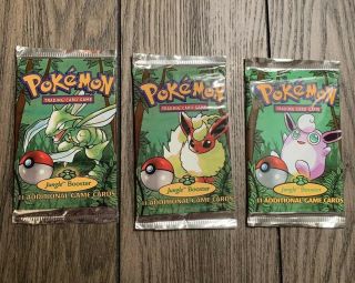 Three (3) Pokemon Jungle Booster Packs - Factory - Complete Art Set