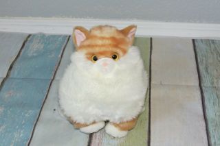 Aurora Fat Cat Butterball Fluffy Striped Orange Tabby Kitty Stuffed Plush Toy 9 "