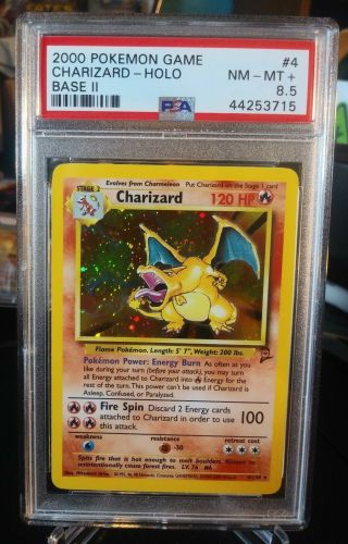 Old Vintage Wotc Pokemon Card Base 2 Rare Holo Charizard 4/130 Psa 8.  5
