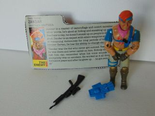 1986 Gi Joe Cobra Dreadnok Zandar V1 Action Figure W/ File Card Complete