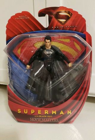Dc Movie Masters Man Of Steel Superman With Black Suit Action Figure Nib