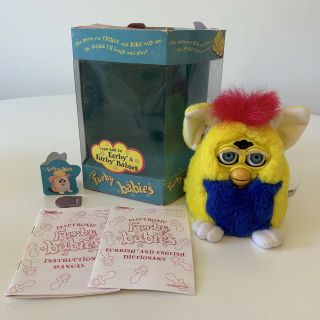 1999 Furby Babies Yellow Blue Pink Fur With Blue Eyes Model 70 - 940 Tiger,