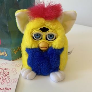 1999 Furby Babies Yellow Blue Pink Fur with Blue Eyes Model 70 - 940 Tiger, 2