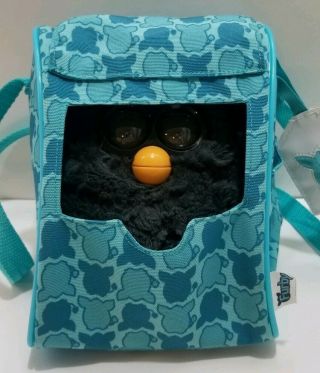 Furby Black Gray Talking Interactive Toy Pet Hasbro 2012 with Blue Backpack 2