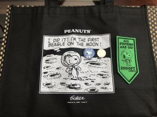 Sdcc 2019 Exclusive Peanuts Patch,  Button,  & Tote Bag Astronaut Snoopy Apollo