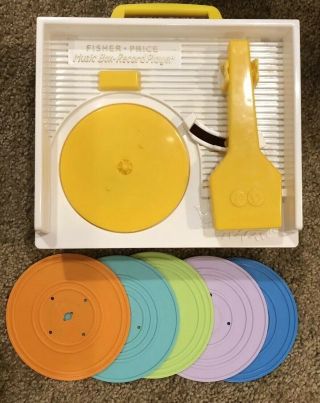Music Box Record Player Fisher Price Mattel 2010 With 5 Records