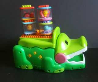 2005 Fisher Price Stack & Smile Crocodile Peek A Blocks Set Musical Toy