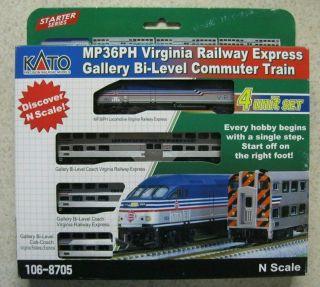 Kato N Scale Mp36ph Virginia Railway Express Bi - Level Commuter Train -