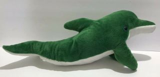 Seaworld Dolphin Plush Green Soft Toy Stuffed Animal Doll Sea World 18 "