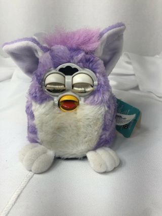 1999 Furby Babies Purple & White,  Blue Eyes Tiger Electronics 70 - 940