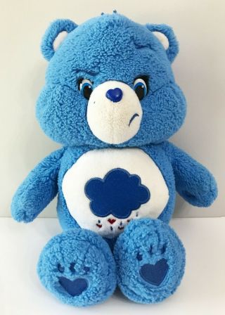 Care Bear Grumpy Bear Plush Stuffed Animal 15 " Blue Cloud Rain Hearts