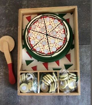 Melissa And Doug Pizza Party Wood Game Pretend Food Set