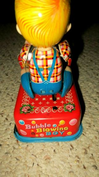 1950 ' s Battery Operated Bubble Blowing Boy Tin Litho made in Japan w Bubble Cup 5