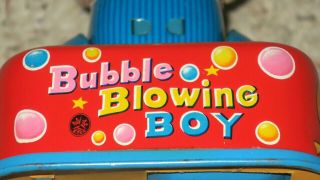 1950 ' s Battery Operated Bubble Blowing Boy Tin Litho made in Japan w Bubble Cup 8