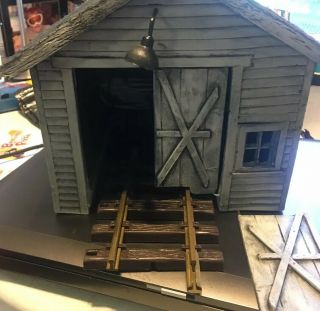 G Scale Scenery Delton Lighted Train Shed Building For Speeder Or Hand Car