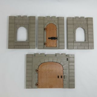 2 Playmobil Castle Double And Single Arched Wood Doors 3666 2 Arched Windows