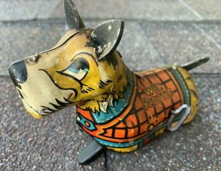Vintage Marx Wee Scottie Dog Tin Litho Wind Up Metal Toy All &