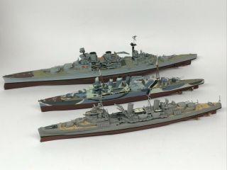 Airfix 1/600 Warships X 3,  Built & Finished For Display,  Fine.