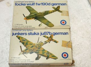 Entex Pocket Pack Focke Wulf 190d & Junkers Stuka Ju87b Lnib 1:100 Scale