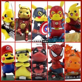Pokemon Pikachu Cosplay Deadpool Captain America Spiderman Toy Figure Doll Gift