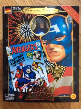 1998 Toy Biz,  Marvel,  Famous Cover Series,  Captain America,  8” Figure,  Near