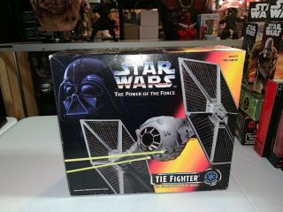 1995 Kenner Star Wars Power Of The Force Tie Fighter Vehicle Complete Box Potf